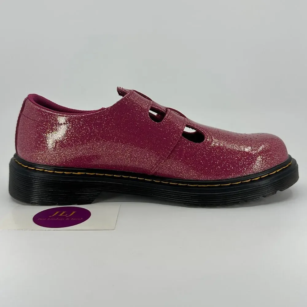 Dr. Martens Women's 8065 Fuchsia Glitter Patent Mary Jane Shoes 8065Y Size 6